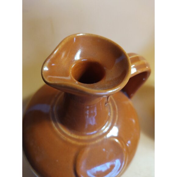 Vintage Donald Fisher Ye Monks Scotland Whiskey Stoneware Jug Orange/Beige - Picture 11 of 13